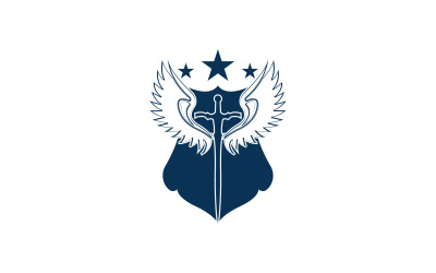 Logo dell&amp;#39;icona spada, scudo e ala v32
