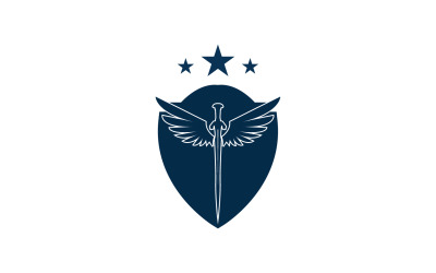 Logo ikony miecza, tarczy i skrzydła v21