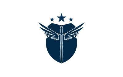 Logotipo de icono de espada, escudo y ala v15