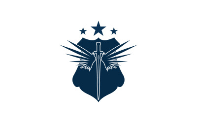 Logotipo de icono de espada, escudo y ala v16