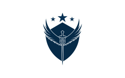 Logotipo de icono de espada, escudo y ala v17