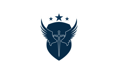 Logotipo de icono de espada, escudo y ala v3
