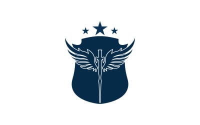 Sword and shield and wing icon logo v11