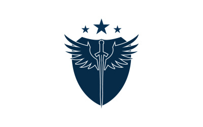 Sword and shield and wing icon logo v14