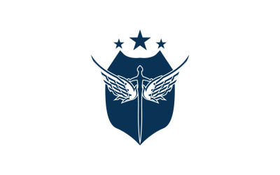 Sword and shield and wing icon logo v25