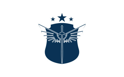 Sword and shield and wing icon logo v27