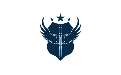 Sword and shield and wing icon logo v2