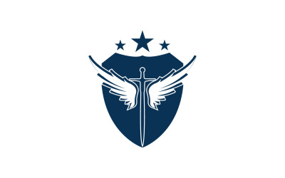 Sword and shield and wing icon logo v30