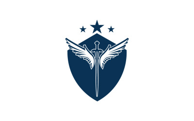 Sword and shield and wing icon logo v33
