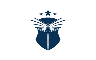 Sword and shield and wing icon logo v35