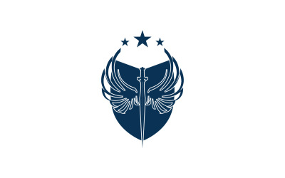 Sword and shield and wing icon logo v38