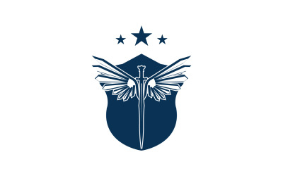 Sword and shield and wing icon logo v39