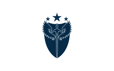 Sword and shield and wing icon logo v6