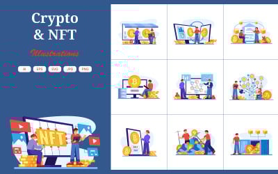 M422_ Pacchetto illustrazioni criptovaluta e NFT