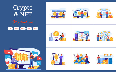 M422_ Paquete de ilustraciones de criptomonedas y NFT