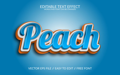Brzoskwiniowy szablon efektu tekstowego 3D edytowalnego wektora Eps