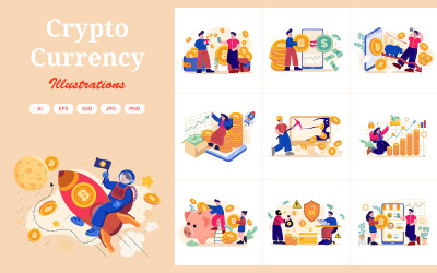 M439_ Pacchetto illustrazioni criptovaluta