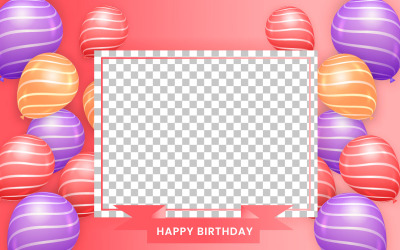 Conception de vecteur de texte de voeux d&amp;#39;anniversaire. Typographie de joyeux anniversaire avec concept de ballon