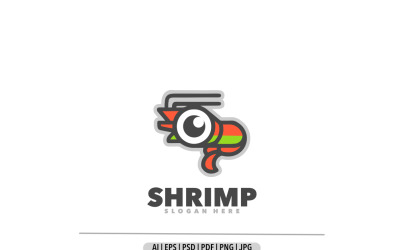 Diseño simple del logotipo de la mascota divertida del camarón