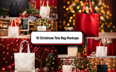 Gemütliches Weihnachts-Einkaufstaschen-Mockup-Bundle