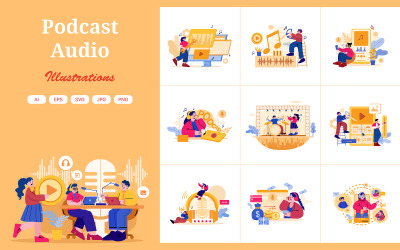 M451_ Podcast Audio Ilustrace Pack