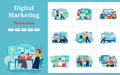 M453_ Illustrationspaket för digital marknadsföring