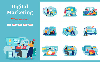 M453_ Illustrationspaket für digitales Marketing
