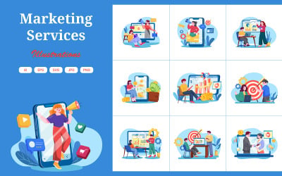 M455_ Pack d’illustrations de marketing numérique