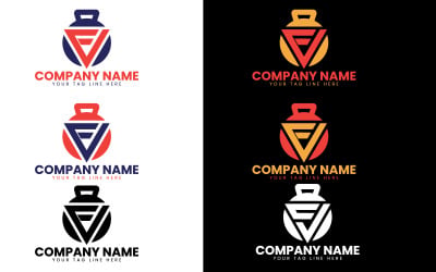 Modello di logo della lettera della palestra CV
