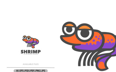Modelo de design de mascote engraçado de camarão