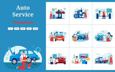 M475_ Paquete de ilustraciones de servicio de automóvil