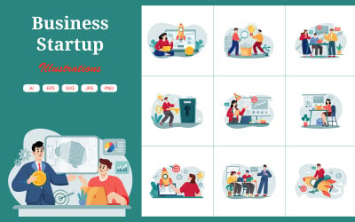 M478_ Pack d&amp;#39;illustrations de démarrage d&amp;#39;entreprise