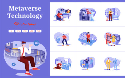M483_ Metaverse Teknolojisi İllüstrasyon Paketi