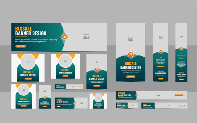 Conjunto de layout de banner da Web ou layout de modelo de banner da Web comercial