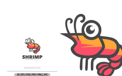Logo de dessin animé de mascotte drôle de crevette