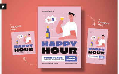 Einfache Happy-Hour-Flyer-Vorlage
