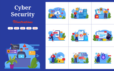 M492_ Pakiet ilustracji dotyczących bezpieczeństwa cybernetycznego