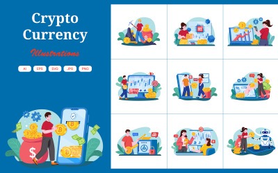 M495_ Pack d&amp;#39;illustrations de crypto-monnaie