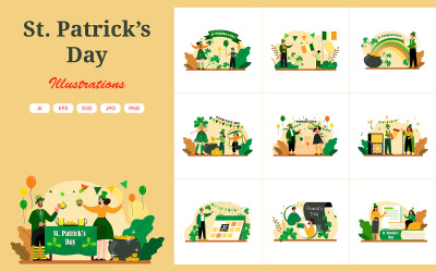 M512_ St. Patrick&amp;#39;s Day-illustratiepakket