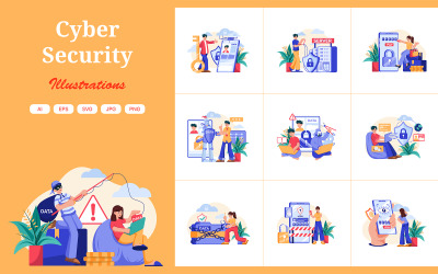 M524_ Illustrationspaket für Cybersicherheit