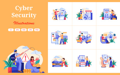 M524_ Pakiet ilustracji dotyczących bezpieczeństwa cybernetycznego