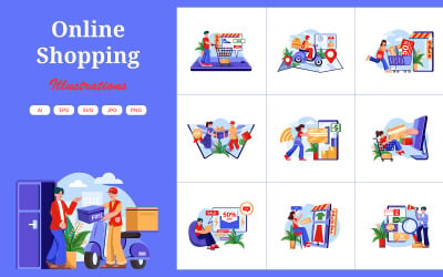 M535_ Shopping Online Illustration Pack
