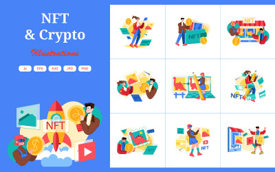 Pakiet ilustracji NFT i kryptowalut M505_