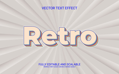Retro, w pełni edytowalny, wektorowy szablon efektu tekstowego 3D
