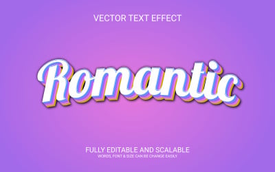 Romantyczny szablon efektu tekstowego 3D edytowalnego wektora Eps