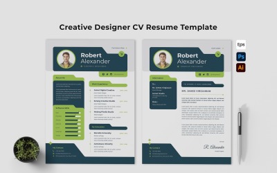 Modèle de CV créatif vert