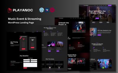 Playanoc – hudební událost a streamování WordPress vstupní stránka