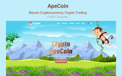 ApeCoin - Bitcoin-cryptocurrency, sjabloon voor bestemmingspagina voor cryptohandel