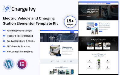 Charge Ivy - Kit de modèles Elementor pour véhicules électriques et stations de recharge