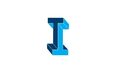 Design de logotipo 3D criativo com letra I
